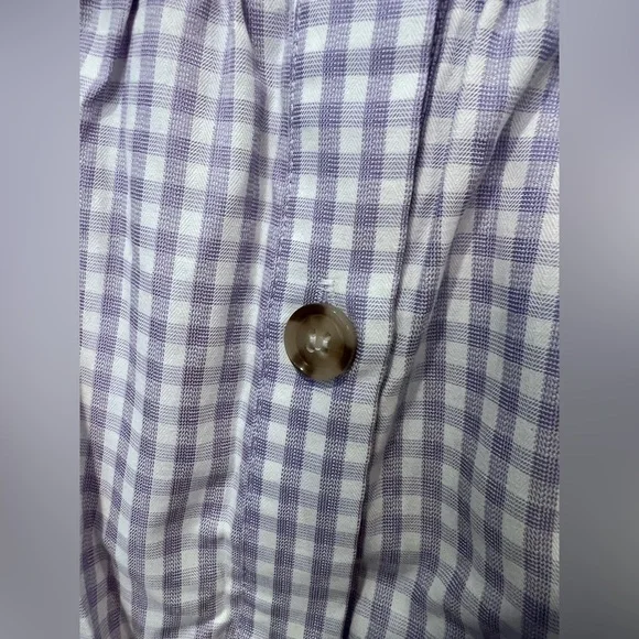 Gingham Lavender and White Blouse with Puff Sleeves cottagecore coastal cowgirl - Picture 6 of 10